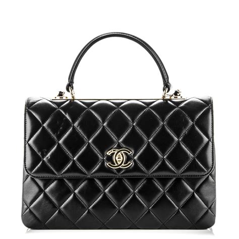 CHANEL Lambskin Quilted Medium Trendy CC Flap Dual Handle Bag Black 176432