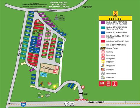 Cosby Tennessee Campground Map Gatlinburg East Smoky Mountain Koa