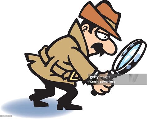 Cartoon Drawing Of Detective With Magnifying Glass High Res Vector Graphic Getty Images