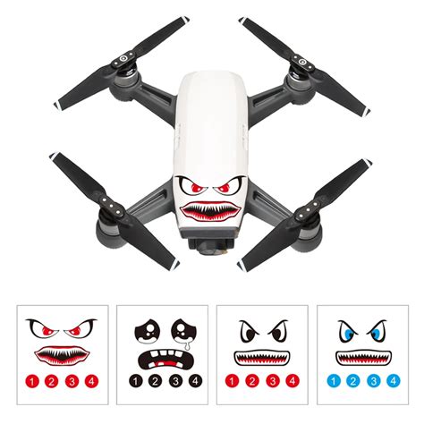 4pcs Drone Decals Sticker For Dji Spark Waterproof Shark Facial Decal