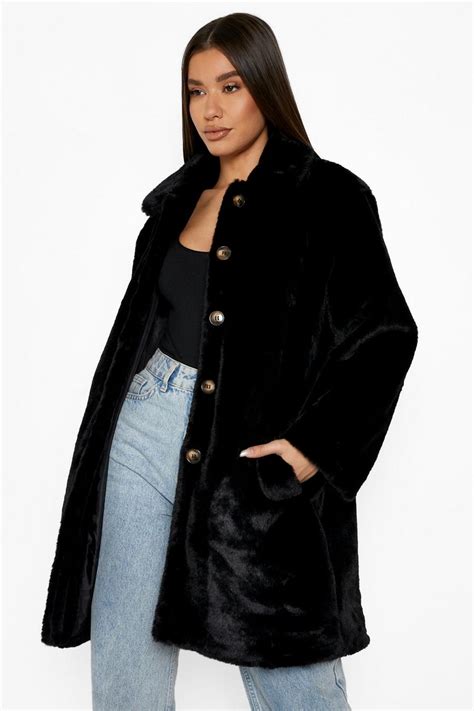 Collared Faux Fur Coat Boohoo