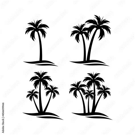 Set Of Palm Trees Palm Vector Beach Palm Logo Palm Silhouette Sea