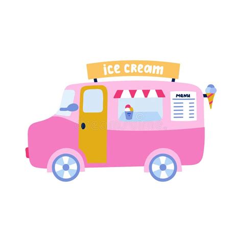 Cartoon Pink Ice Cream Truck White Background Stock Illustrations 62 Cartoon Pink Ice Cream