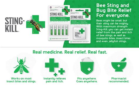 Sting Kill First Aid Anesthetic Wipes Instant Pain Itch Relief For