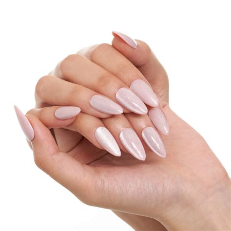 GLAMERMAID Nude Pink Magnet Cat Eyes Press On Medium Almond Handmade Jelly Gel Fake Nail Kit