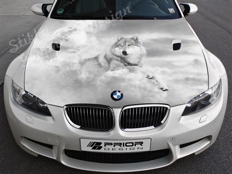 Vinyl Car Hood Wrap Full Color Graphics Decal White Wolf Sticker