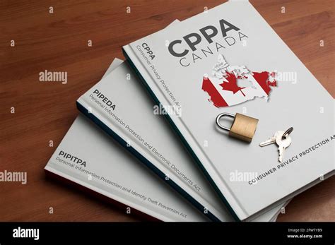 Canada New Data Protection Law Cppa Concept Three Books Shows The