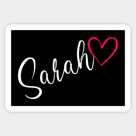 Sarah Name Calligraphy Pink Heart - Sarah Name - Sticker | TeePublic