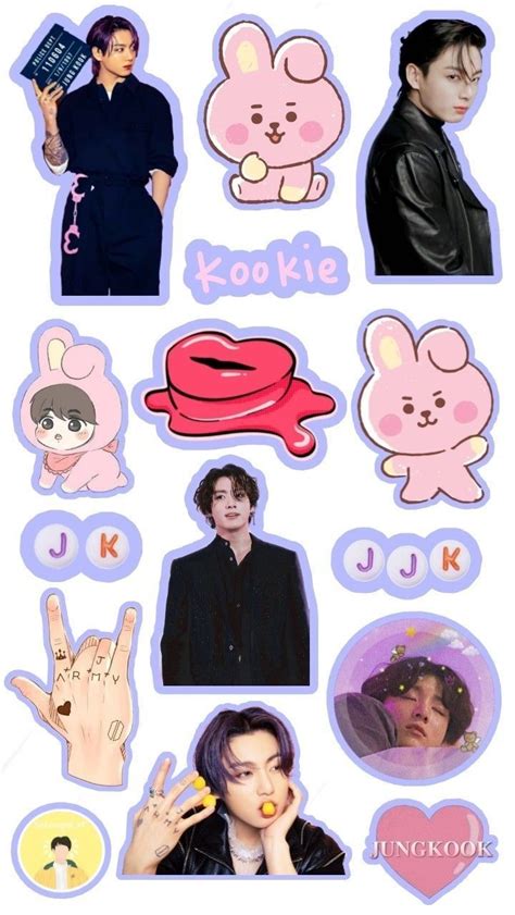 Jk 🐰 Kookie Cute Stickers Bts Drawings Printable Stickers