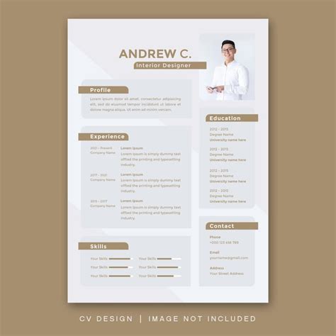 Premium Psd Cv Design Template Simple Minimalist Modern Design Cv Resume Luxury Design Brown