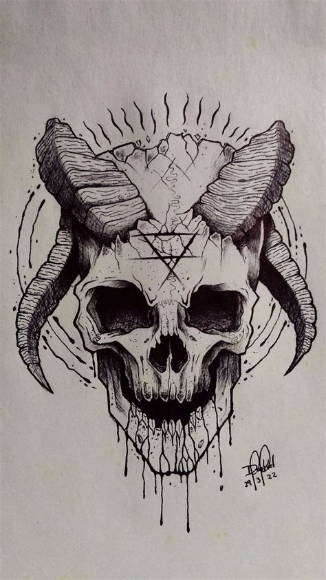 Evil Skull With Horns