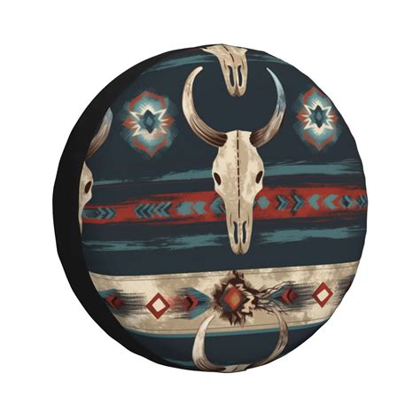 Douzhe Waterproof Spare Tire Cover Vintage Ethnic Boho Bull Skulls