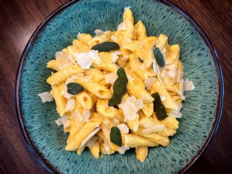 [homemade] Penne Butternut Squash And Parmesan Sauce Fried Sage R Food