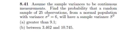 Answered 8 41 Assume The Sample Variances To Be Bartleby