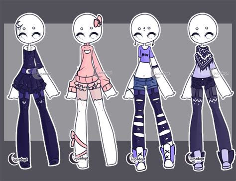 Set 6 Gacha Outfits Drawing Anime Clothes Drawing Clothes Anime