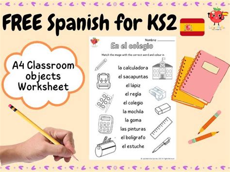 Spanish A4 Worksheet Objectos De La Clase Class Room Objects