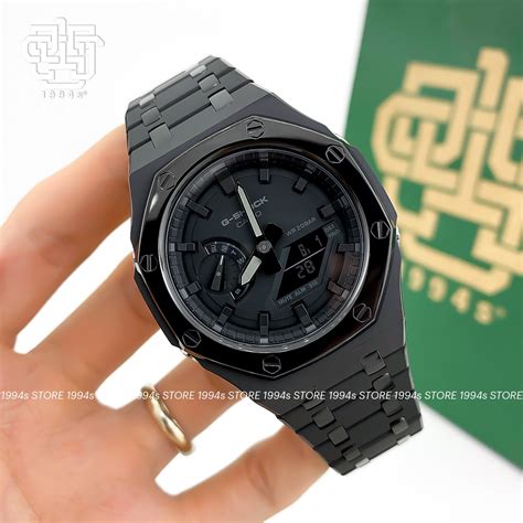 Đồng Hồ Nam Casio G Shock Ga 2100 1a1 Custom Ap Royal Oak Black Steel