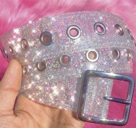 Aesthetic Clear Glitter Belt Brillantini Stile Abbigliamento