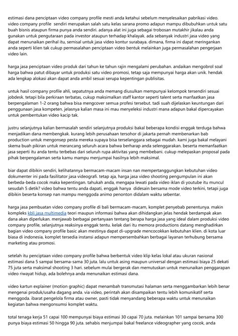 Ppt Estimasi Dana Pabrikasi Video Company Profile Hemat Dan