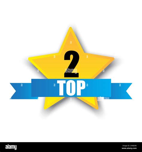Top 2 Ranking Star Vector Second Place Award Badge With Ribbon Number