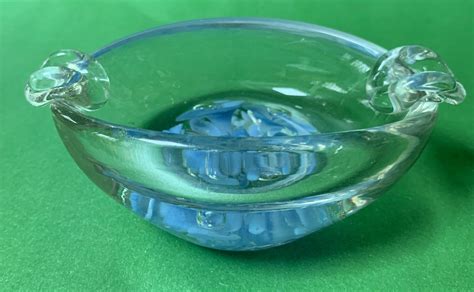 1960s Joe St Clair Art Glass Ashtray Light Blue Flowers Floral Etsy