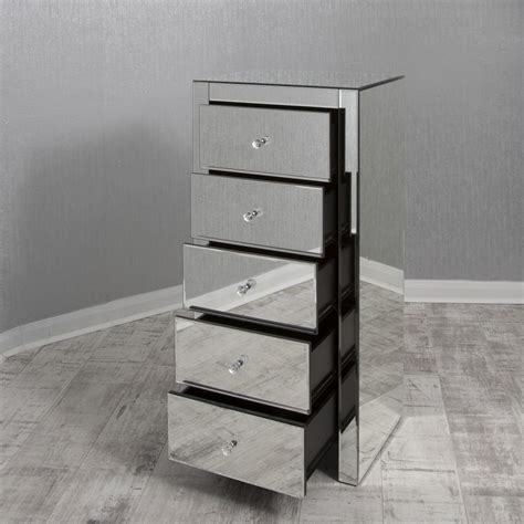 Cheshire Mirrored Tall Chest 5 Drawers