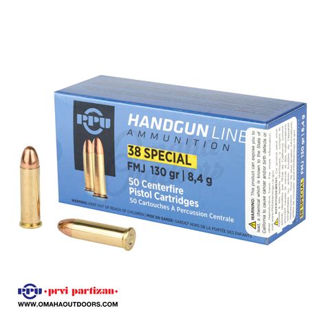 Ppu 38 Special 130 Grain Fmj 50 Rounds Omaha Outdoors