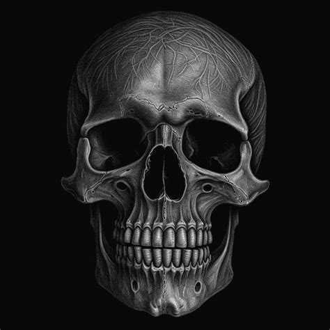 Premium AI Image A Black And White Drawing Of A Skull With The Word