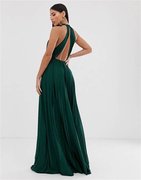 Asos Design Tall Halter Pleated Waisted Maxi Dress Asos Maxi Dress