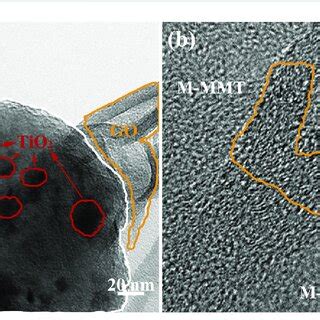 A The Tem Images Of Tio Go M Mmt Nanocomposites B The Hrtem