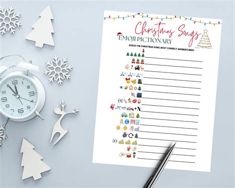 Christmas Songs Emoji Pictionary Printable Christmas Guessing - Etsy