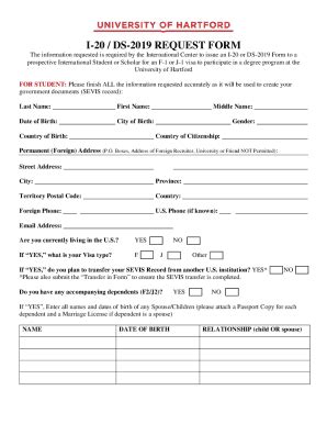 Fillable Online I Ds Request Form University Of Hartford