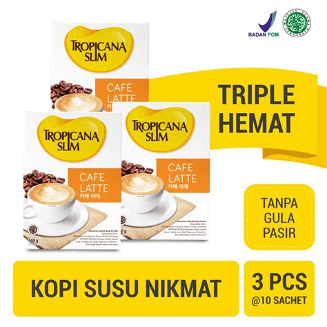 Jual Triple Pack Tropicana Slim Cafe Latte 10 Sachet 14 Gram Kopi