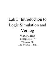 Lab 5 Introduction To Logic Simulation And Verilog Pdf Lab 5