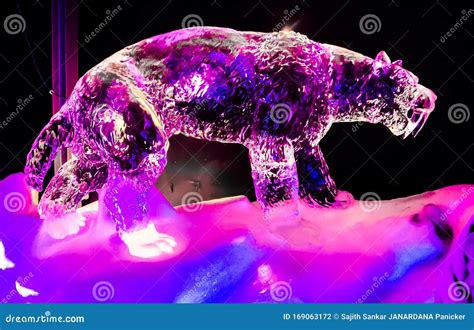 Zwolle Netherlands January 4th 2020 Ice Sculpture Of A Wild Beast