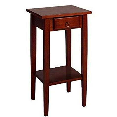 Small Wooden End Table With Drawer And Shelf Storage Brown