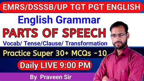 English Clause Tense Parts Of Speech Vocab V Emrs Dsssb Up