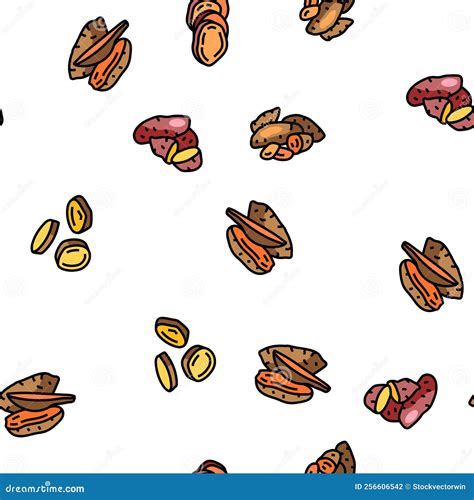 Potato Sweet Food Yam Orange Vector Seamless Pattern Stock Illustration