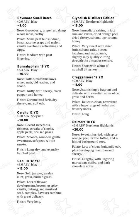 Menu At Hopscotch Whisky Bar Saint John