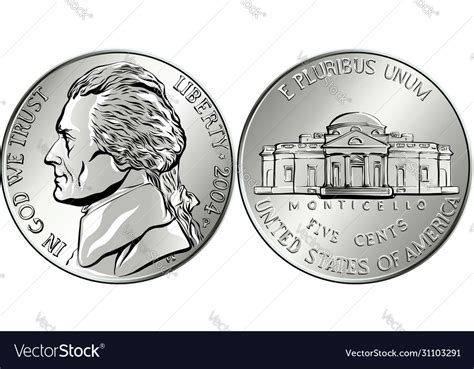 American money coin five cents Royalty Free Vector Image