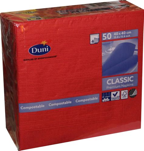 50x Duni Falt Servietten Klassik Gastro 4 Lagig 40 X 40 Cm Rot NEU