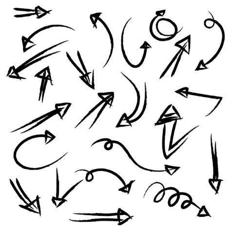 Hand Drawn Arrows Icons Set Arrow Icon With Various Directions Doodle