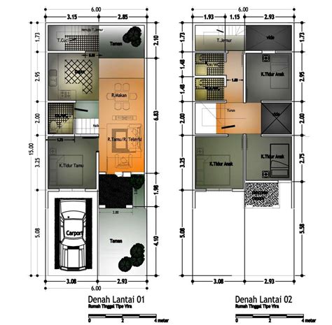 Gambar Contoh Denah Rumah Minimalis Type 60 Minimalis Modern Model