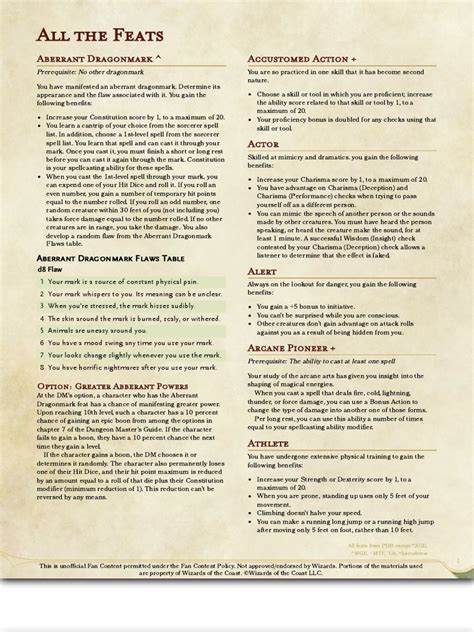 All The 5e Feats Gm Binder Pdf Fantasy Role Playing Games Gary