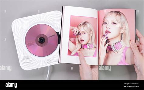 Fan Hands Holding Blackpink Born Pink Nd Album Photobook With Rose On