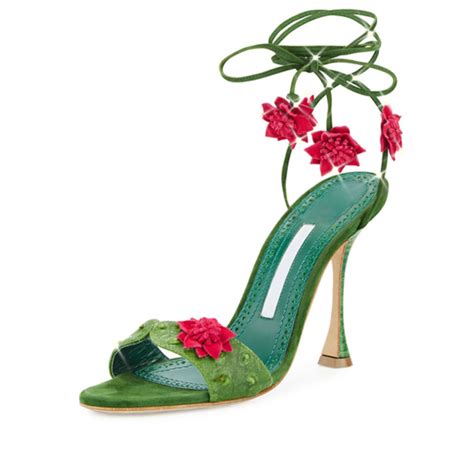 Woodland Fairy Garden Lace Up Pumps Manolo Blahnik Heels Manolo