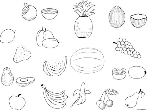 Coloriage Liste De Fruits JeColorie