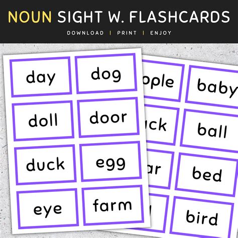 Sight Words Flashcards: Noun Sight Words, 95 Nouns | Made By Teachers