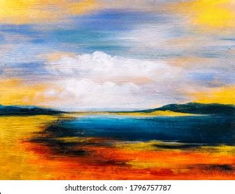 Oil Painting Abstract Landscape Stock Illustration 1796757787 ...