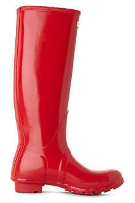 Red Gloss Hunter Wellies Hunter Wellies Rubber Rain Boots Wellies